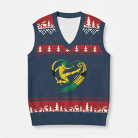 Jamaica Soccer V-Neck Knit Sweater Vest Jamaican Flag Reggae Football Caribbean Pride - Wonder Print Shop