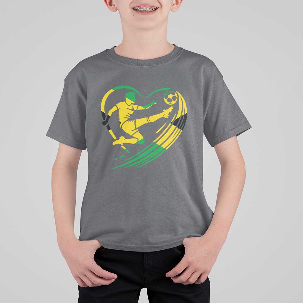Jamaica Soccer T Shirt For Kid Jamaican Flag Reggae Football Caribbean Pride - Wonder Print Shop