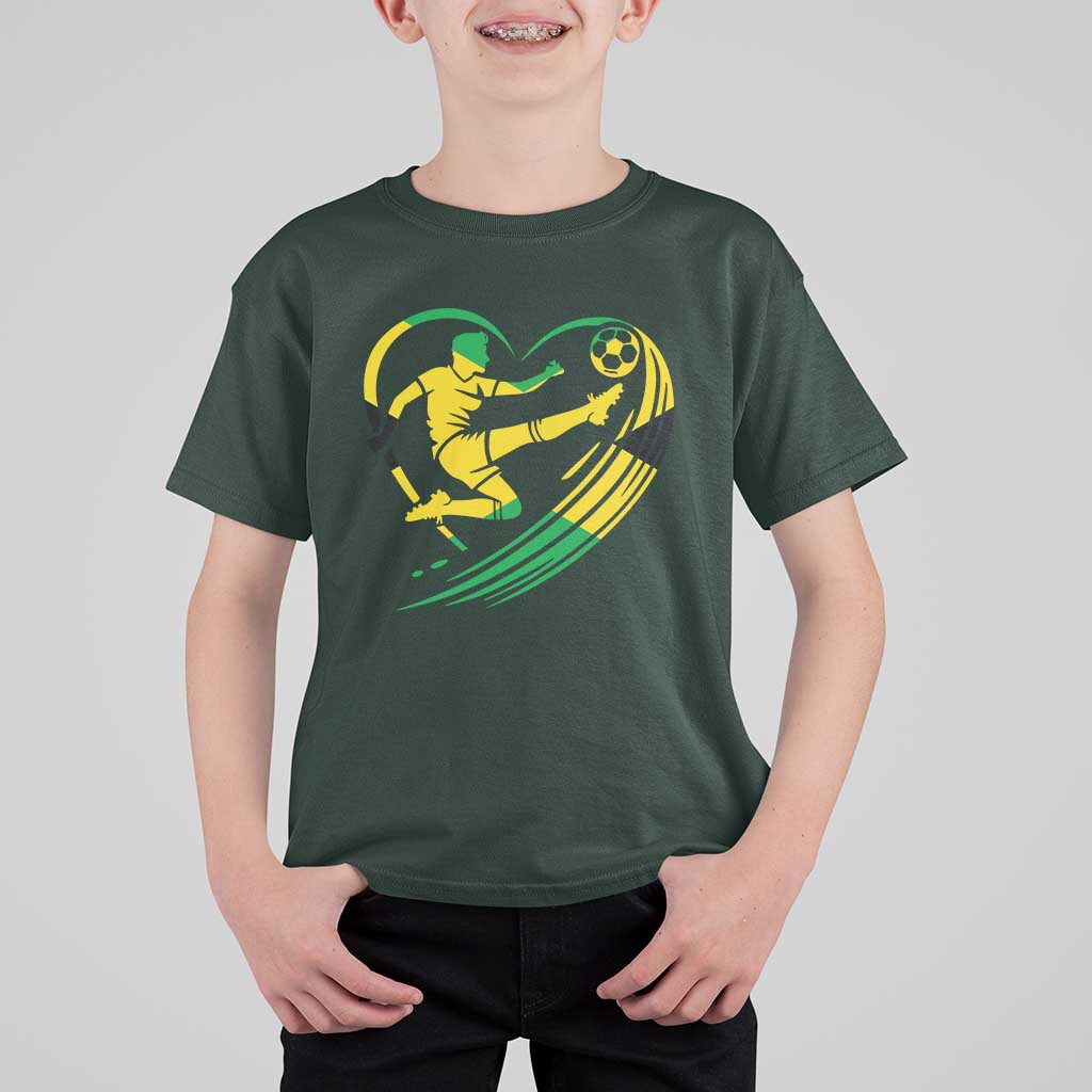 Jamaica Soccer T Shirt For Kid Jamaican Flag Reggae Football Caribbean Pride - Wonder Print Shop
