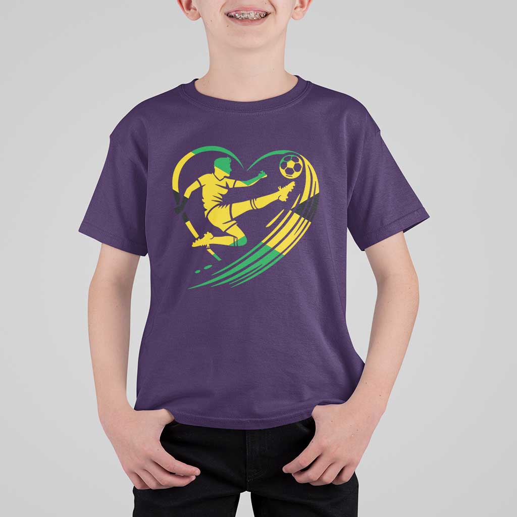 Jamaica Soccer T Shirt For Kid Jamaican Flag Reggae Football Caribbean Pride - Wonder Print Shop