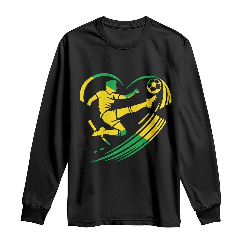Jamaica Soccer Long Sleeve Shirt Jamaican Flag Reggae Football Caribbean Pride - Wonder Print Shop