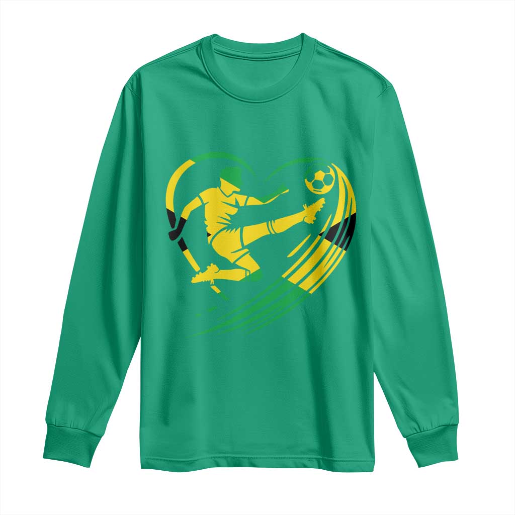 Jamaica Soccer Long Sleeve Shirt Jamaican Flag Reggae Football Caribbean Pride - Wonder Print Shop