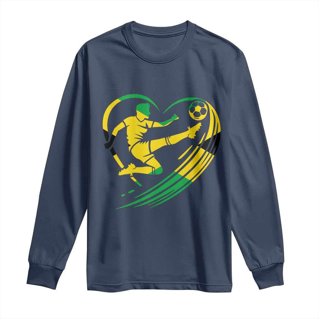 Jamaica Soccer Long Sleeve Shirt Jamaican Flag Reggae Football Caribbean Pride - Wonder Print Shop