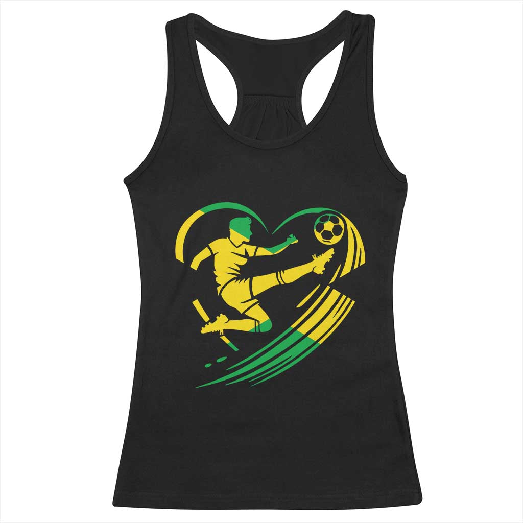 Jamaica Soccer Racerback Tank Top Jamaican Flag Reggae Football Caribbean Pride - Wonder Print Shop