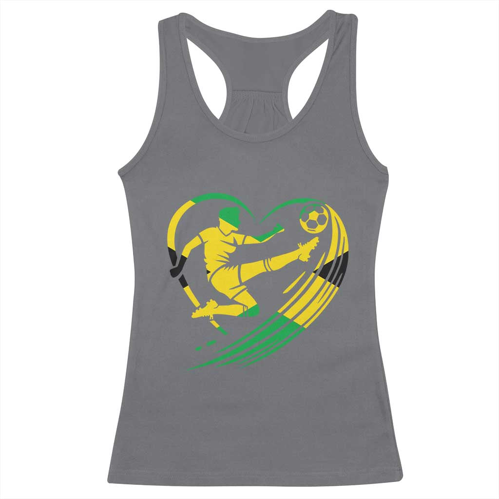Jamaica Soccer Racerback Tank Top Jamaican Flag Reggae Football Caribbean Pride - Wonder Print Shop