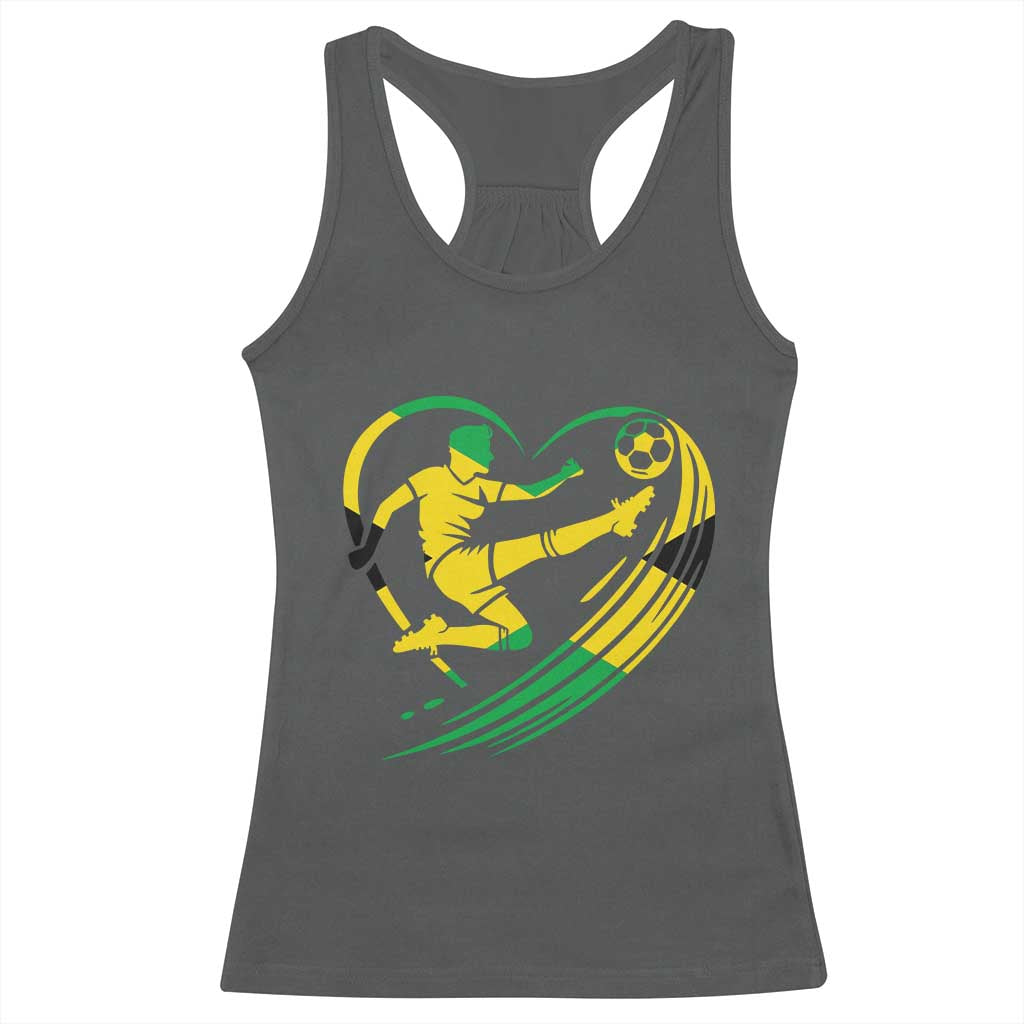 Jamaica Soccer Racerback Tank Top Jamaican Flag Reggae Football Caribbean Pride - Wonder Print Shop