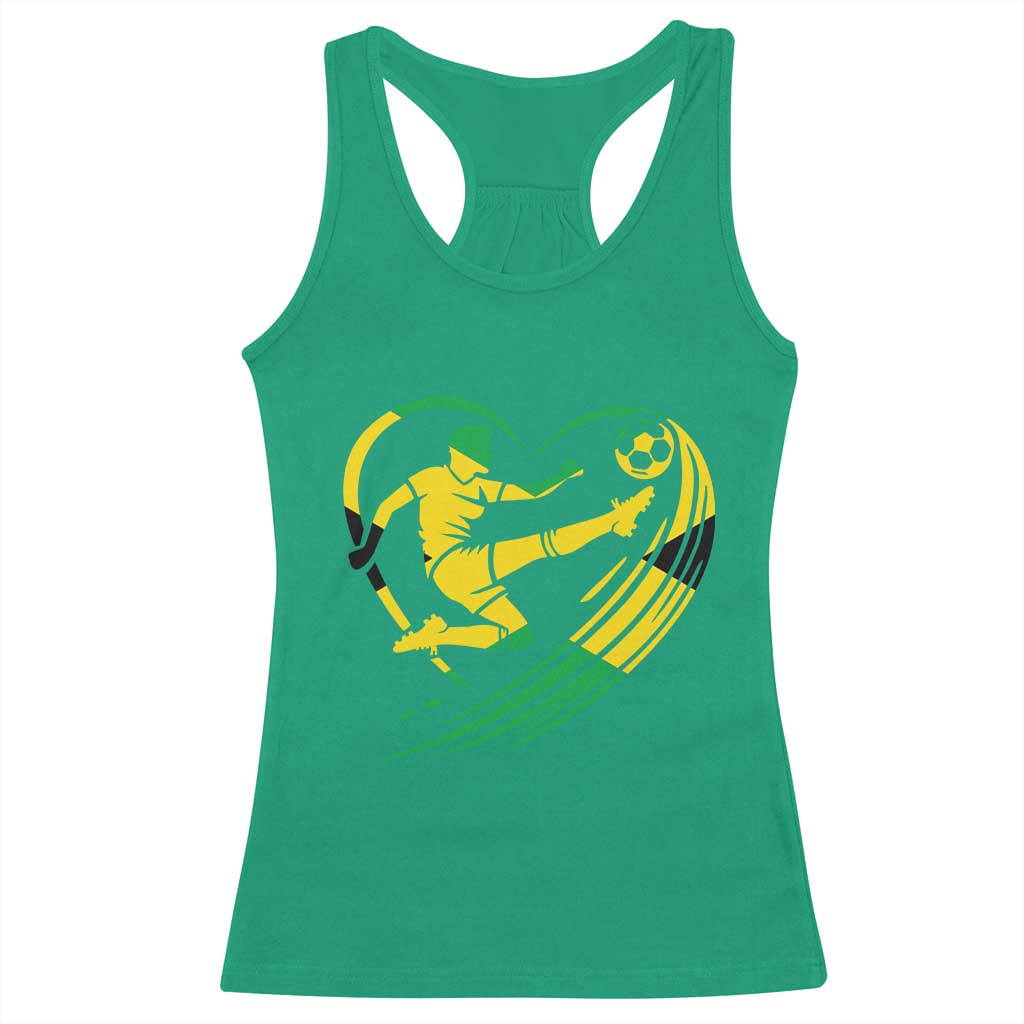 Jamaica Soccer Racerback Tank Top Jamaican Flag Reggae Football Caribbean Pride - Wonder Print Shop