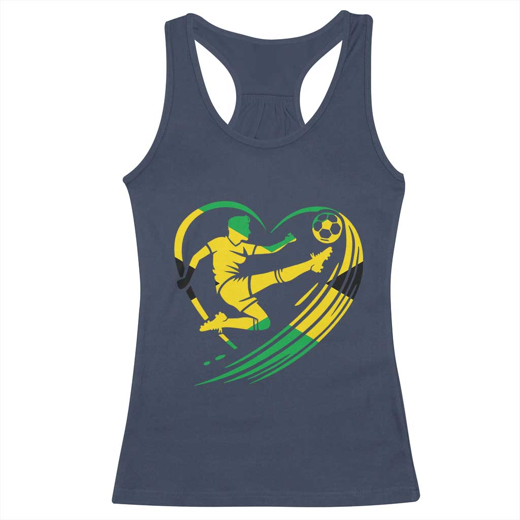 Jamaica Soccer Racerback Tank Top Jamaican Flag Reggae Football Caribbean Pride - Wonder Print Shop