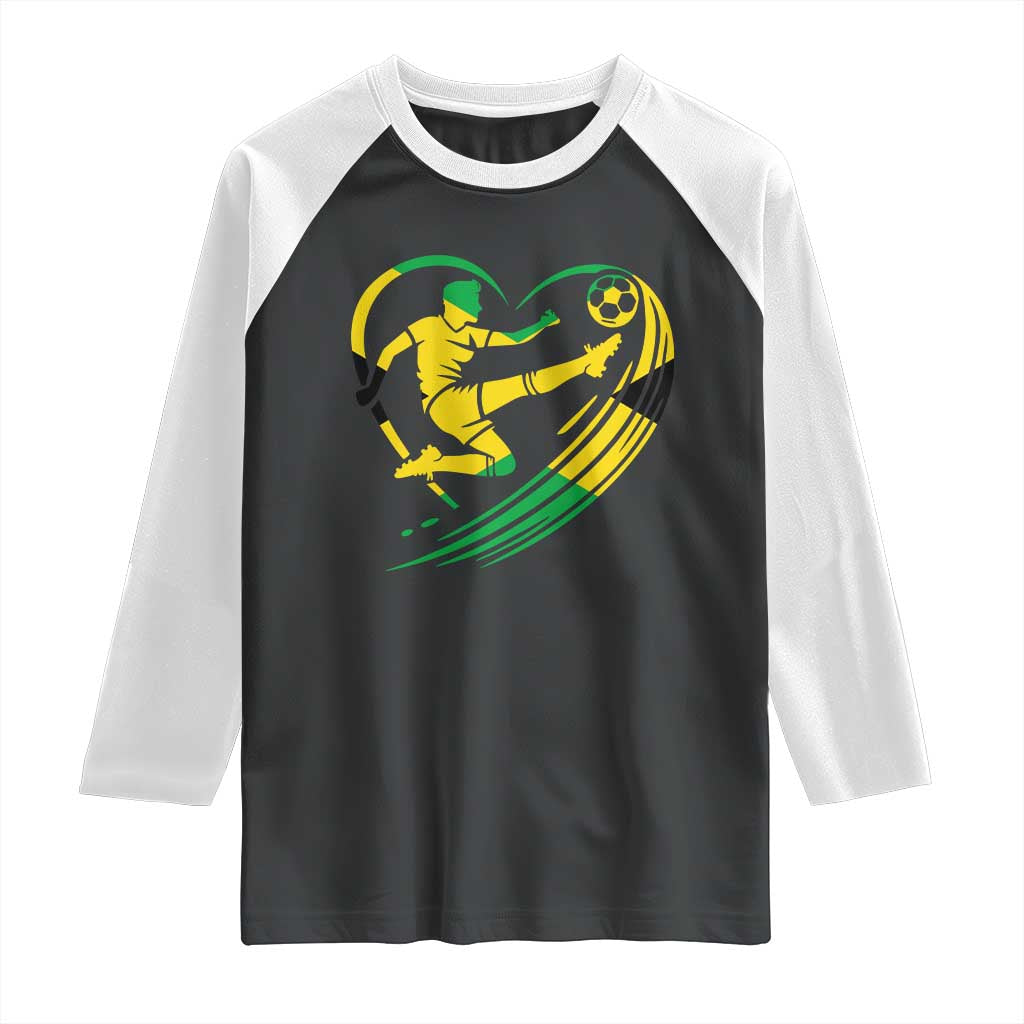Jamaica Soccer Raglan Shirt Jamaican Flag Reggae Football Caribbean Pride - Wonder Print Shop