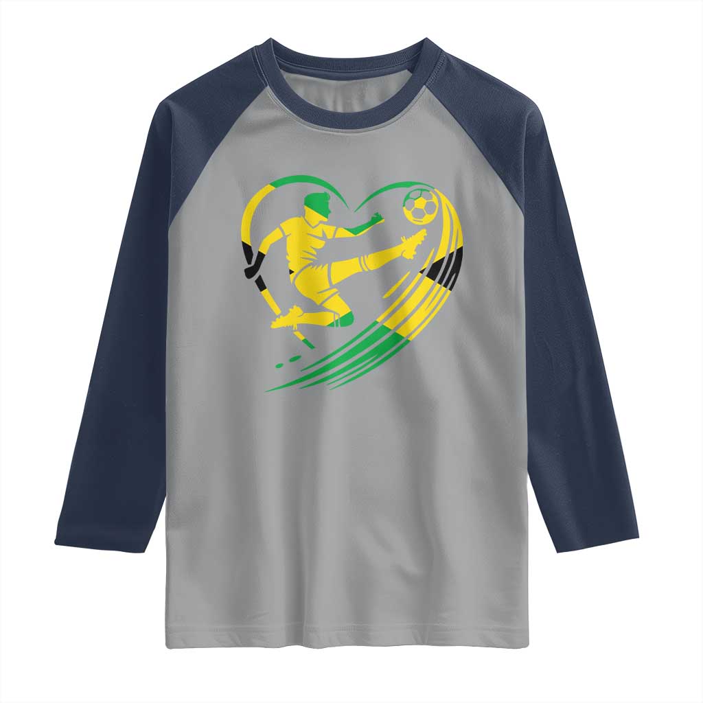 Jamaica Soccer Raglan Shirt Jamaican Flag Reggae Football Caribbean Pride - Wonder Print Shop