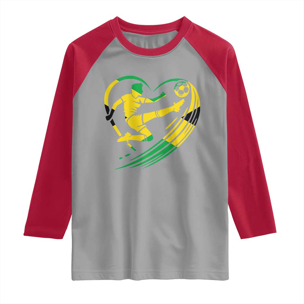 Jamaica Soccer Raglan Shirt Jamaican Flag Reggae Football Caribbean Pride - Wonder Print Shop