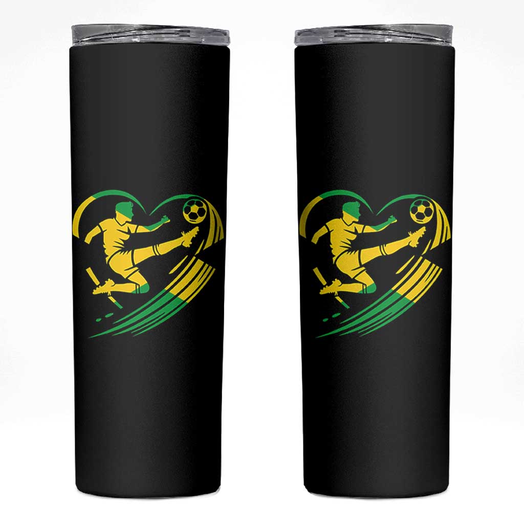 Jamaica Soccer Skinny Tumbler Jamaican Flag Reggae Football Caribbean Pride - Wonder Print Shop