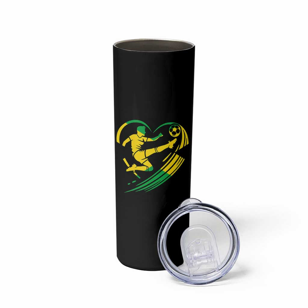 Jamaica Soccer Skinny Tumbler Jamaican Flag Reggae Football Caribbean Pride - Wonder Print Shop