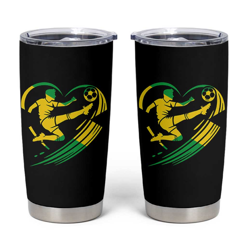 Jamaica Soccer Tumbler Cup Jamaican Flag Reggae Football Caribbean Pride - Wonder Print Shop