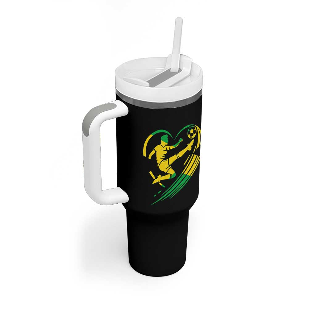 Jamaica Soccer Tumbler With Handle Jamaican Flag Reggae Football Caribbean Pride - Wonder Print Shop