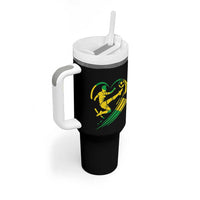 Jamaica Soccer Tumbler With Handle Jamaican Flag Reggae Football Caribbean Pride - Wonder Print Shop