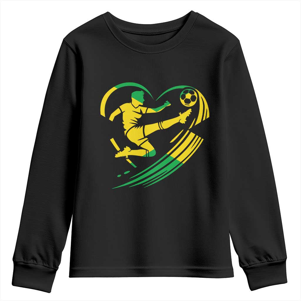 Jamaica Soccer Youth Sweatshirt Jamaican Flag Reggae Football Caribbean Pride - Wonder Print Shop