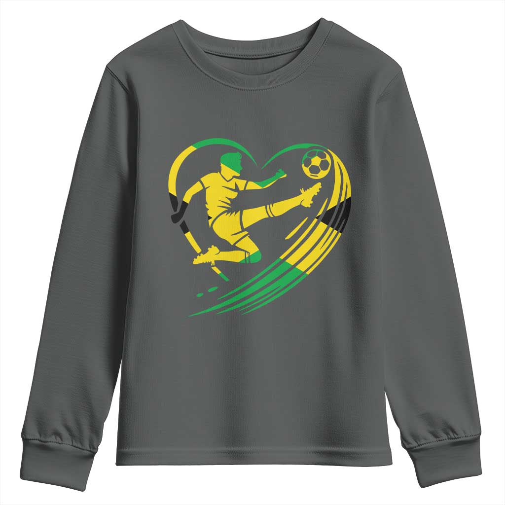 Jamaica Soccer Youth Sweatshirt Jamaican Flag Reggae Football Caribbean Pride - Wonder Print Shop