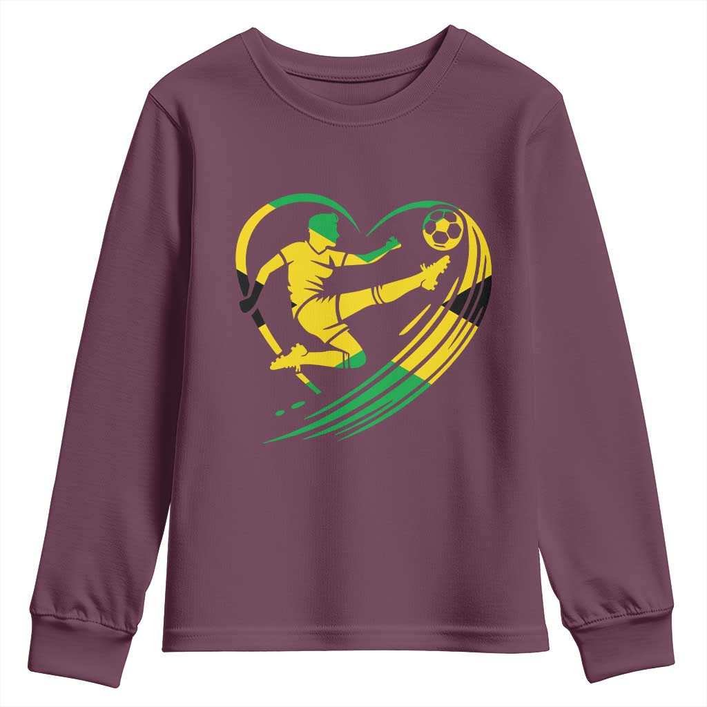 Jamaica Soccer Youth Sweatshirt Jamaican Flag Reggae Football Caribbean Pride - Wonder Print Shop