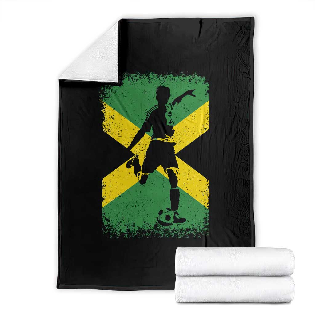 Jamaica Soccer Throw Blanket Retro Vintage Watercolors Sport Jamaican Flag - Wonder Print Shop