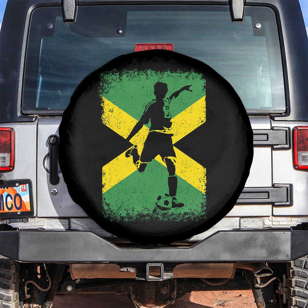 Jamaica Soccer Spare Tire Cover Retro Vintage Watercolors Sport Jamaican Flag - Wonder Print Shop