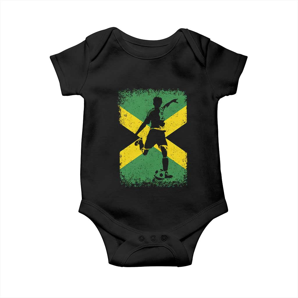 Jamaica Soccer Baby Onesie Retro Vintage Watercolors Sport Jamaican Flag - Wonder Print Shop