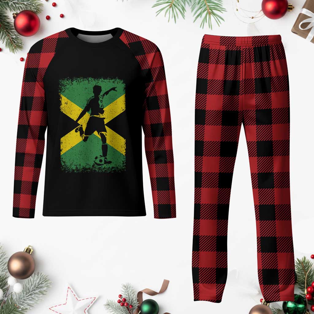 Jamaica Soccer Plaid Pajama Set Retro Vintage Watercolors Sport Jamaican Flag - Wonder Print Shop