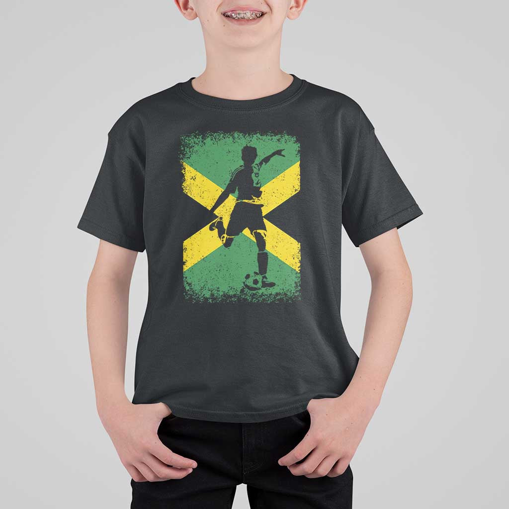 Jamaica Soccer T Shirt For Kid Retro Vintage Watercolors Sport Jamaican Flag - Wonder Print Shop