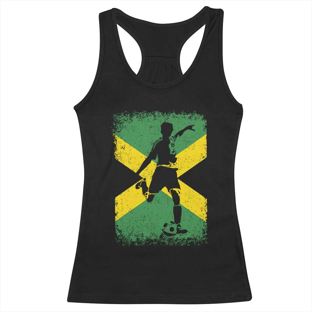 Jamaica Soccer Racerback Tank Top Retro Vintage Watercolors Sport Jamaican Flag - Wonder Print Shop
