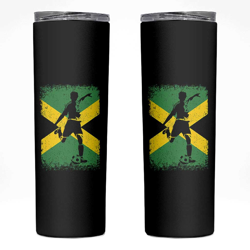 Jamaica Soccer Skinny Tumbler Retro Vintage Watercolors Sport Jamaican Flag - Wonder Print Shop