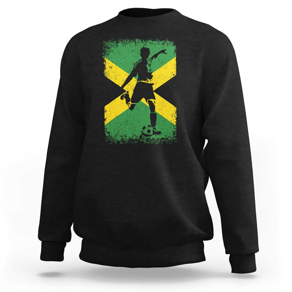 Jamaica Soccer Sweatshirt Retro Vintage Watercolors Sport Jamaican Flag - Wonder Print Shop