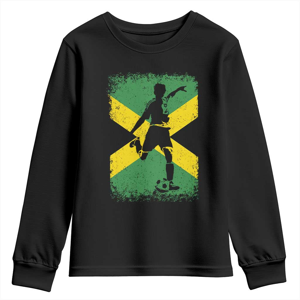 Jamaica Soccer Youth Sweatshirt Retro Vintage Watercolors Sport Jamaican Flag - Wonder Print Shop