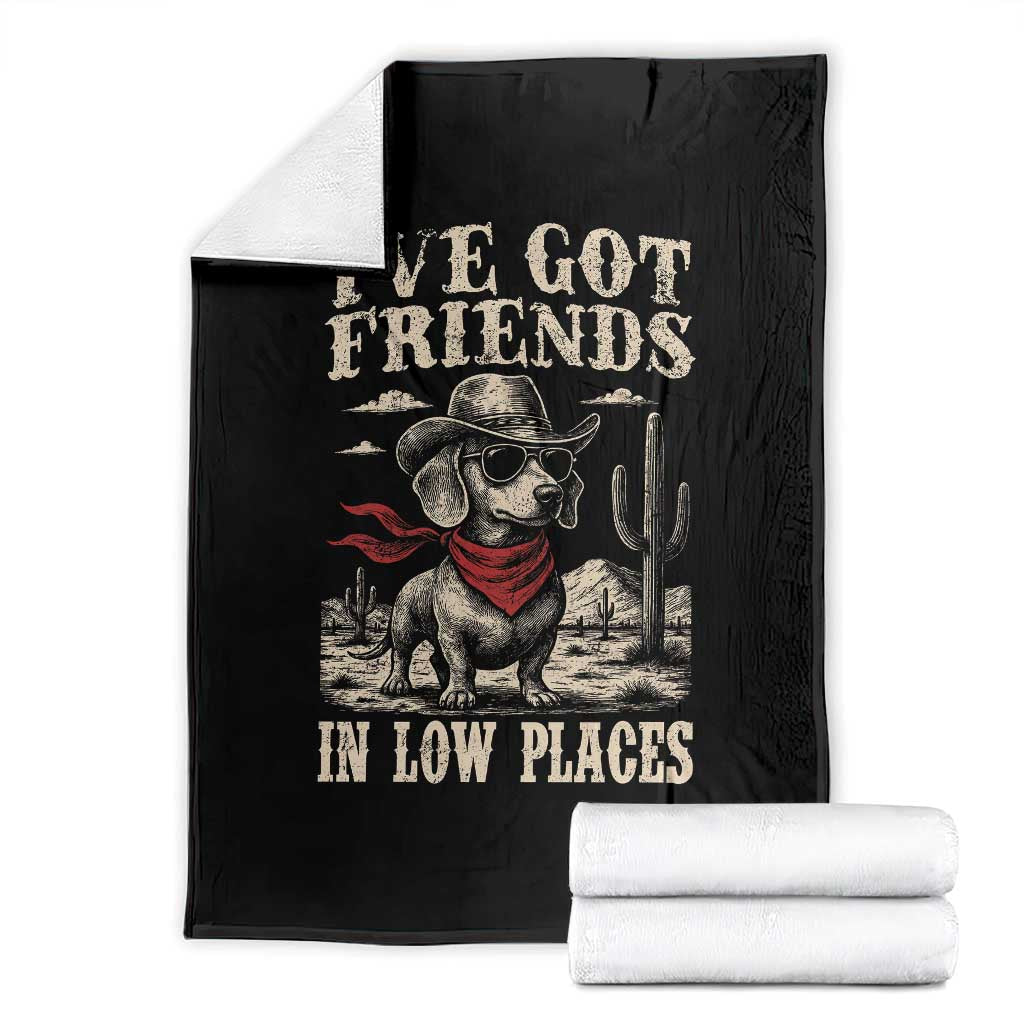 Funny Dachshund Cowboy Throw Blanket Ive Got Friends In Low Places - Wonder Print Shop