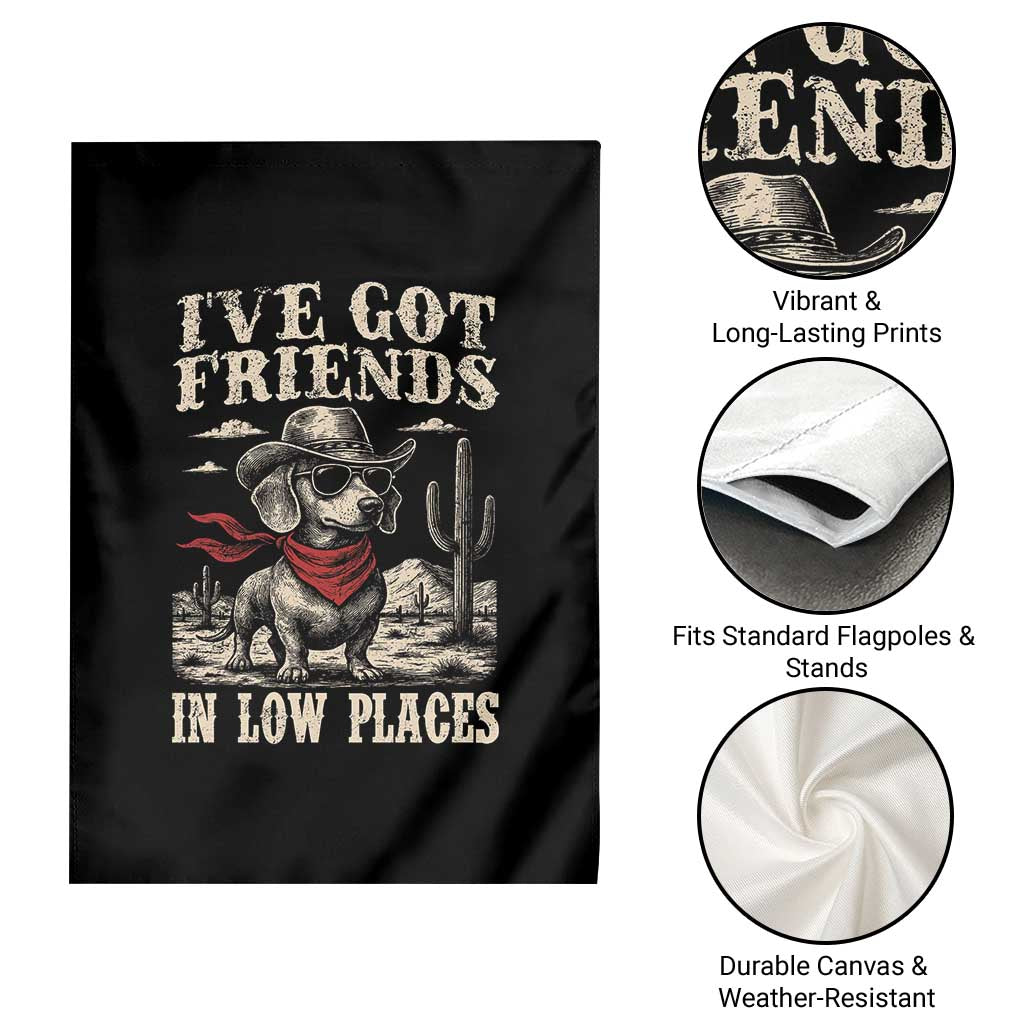 Funny Dachshund Cowboy Garden Flag Ive Got Friends In Low Places - Wonder Print Shop