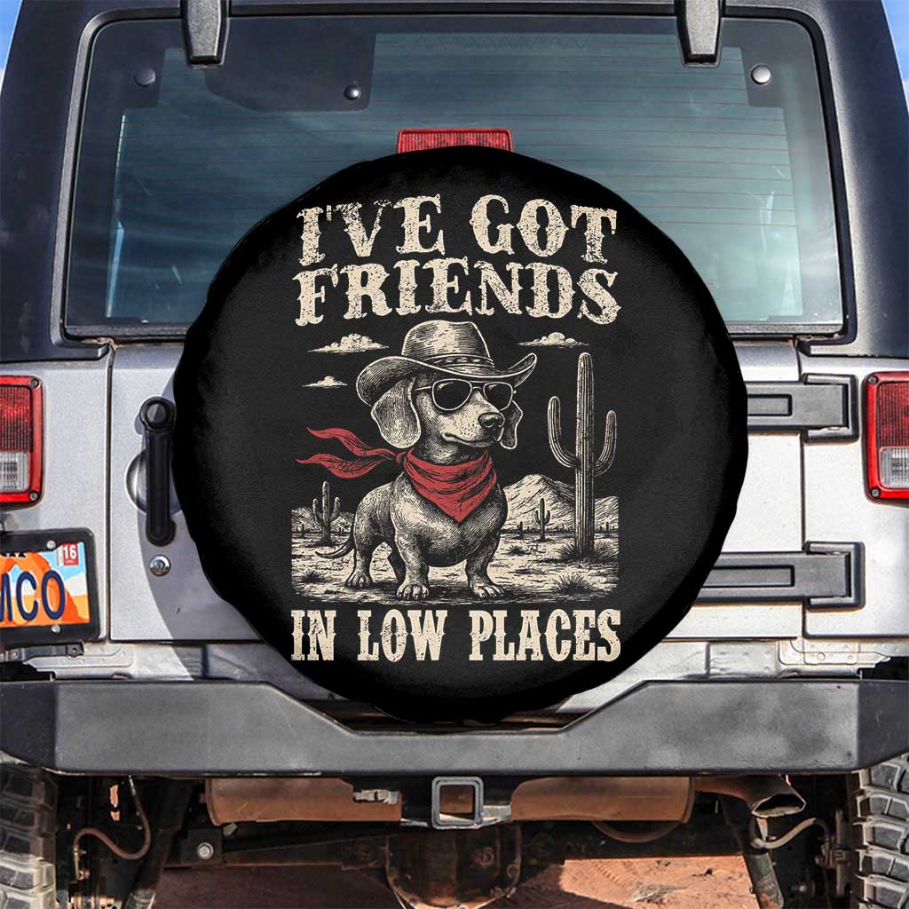 Funny Dachshund Cowboy Spare Tire Cover Ive Got Friends In Low Places - Wonder Print Shop