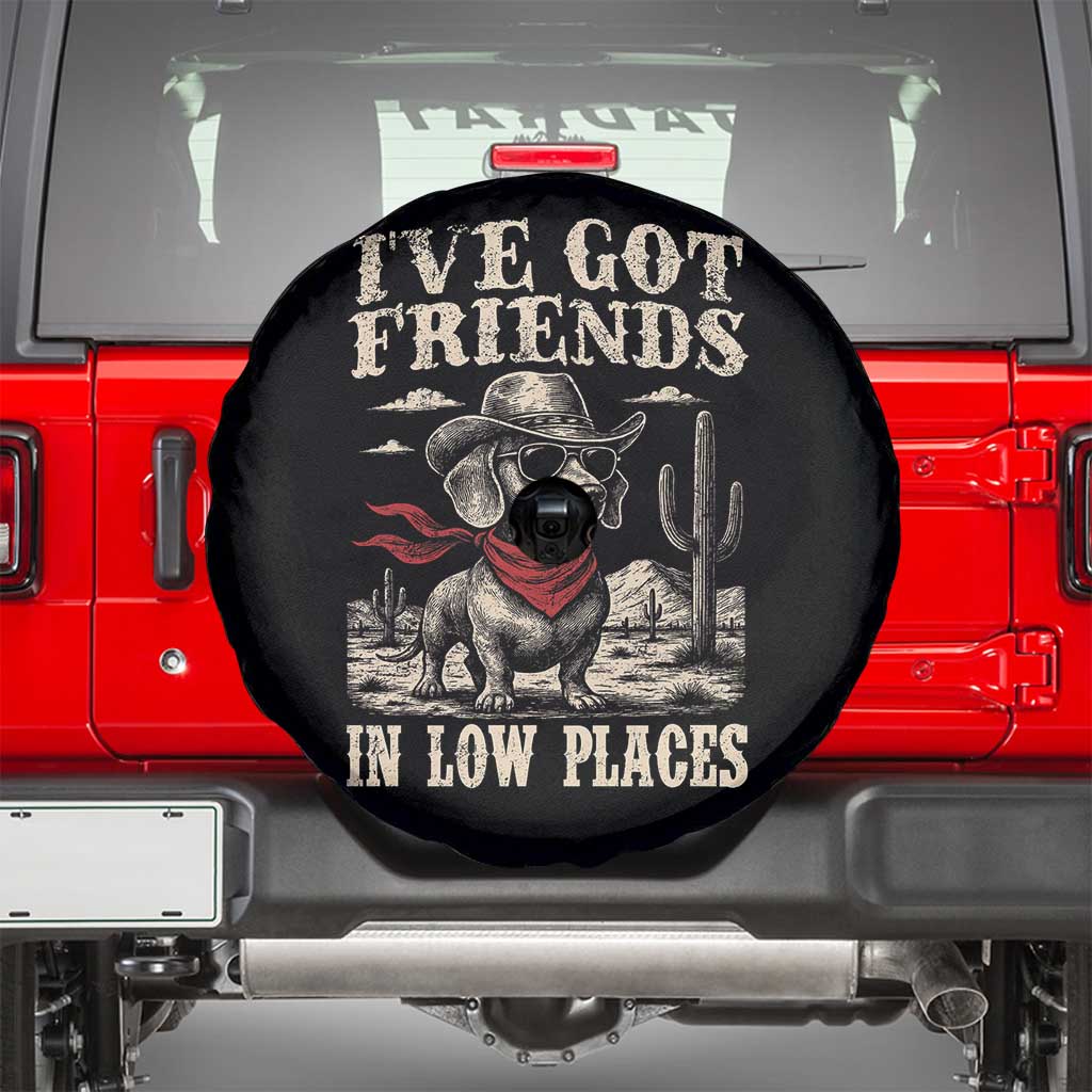 Funny Dachshund Cowboy Spare Tire Cover Ive Got Friends In Low Places - Wonder Print Shop