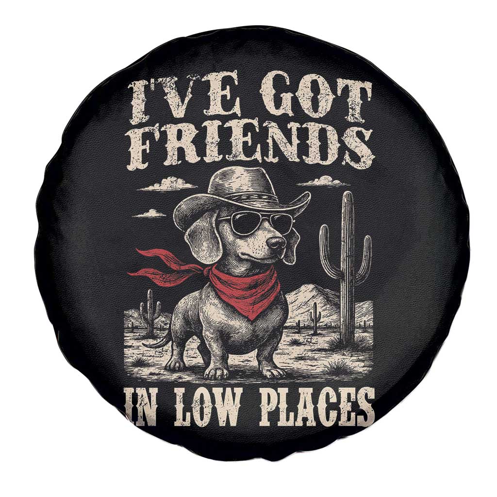 Funny Dachshund Cowboy Spare Tire Cover Ive Got Friends In Low Places - Wonder Print Shop