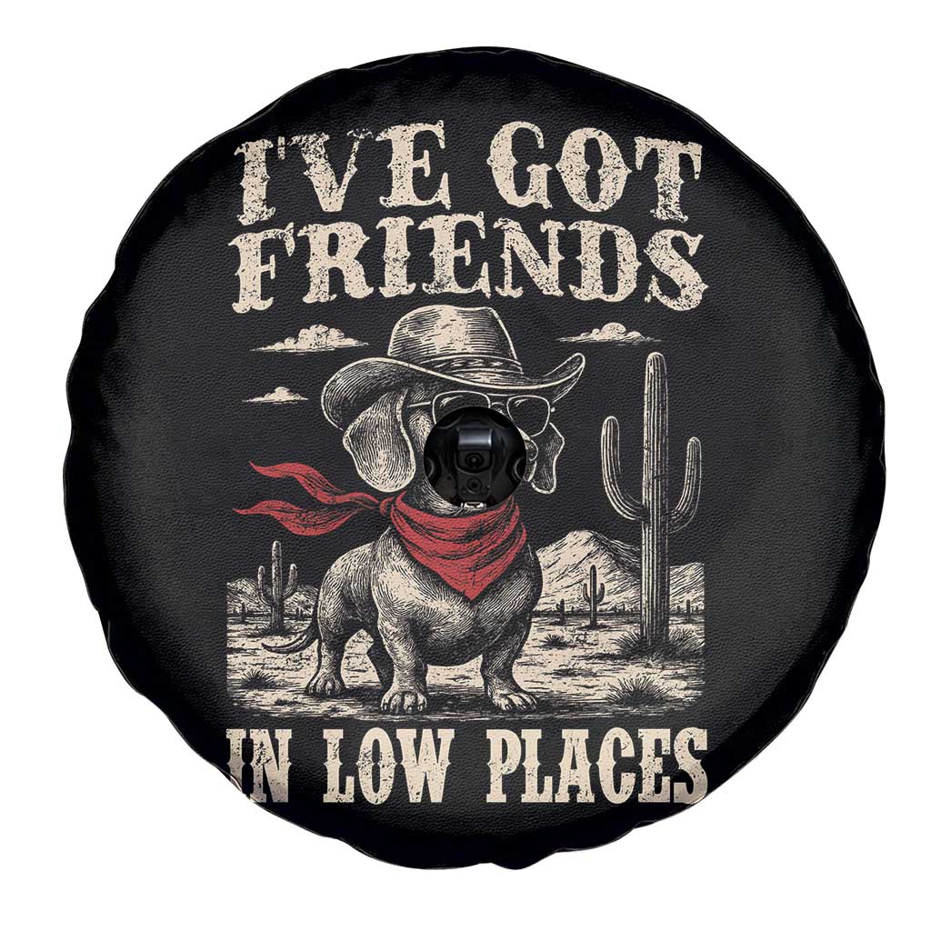 Funny Dachshund Cowboy Spare Tire Cover Ive Got Friends In Low Places - Wonder Print Shop