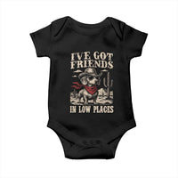 Funny Dachshund Cowboy Baby Onesie Ive Got Friends In Low Places - Wonder Print Shop