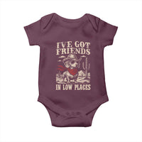 Funny Dachshund Cowboy Baby Onesie Ive Got Friends In Low Places - Wonder Print Shop