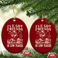 Funny Dachshund Cowboy Ceramic Ornament Ive Got Friends In Low Places - Wonder Print Shop