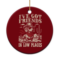Funny Dachshund Cowboy Ceramic Ornament Ive Got Friends In Low Places - Wonder Print Shop