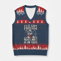 Funny Dachshund Cowboy V-Neck Knit Sweater Vest Ive Got Friends In Low Places - Wonder Print Shop