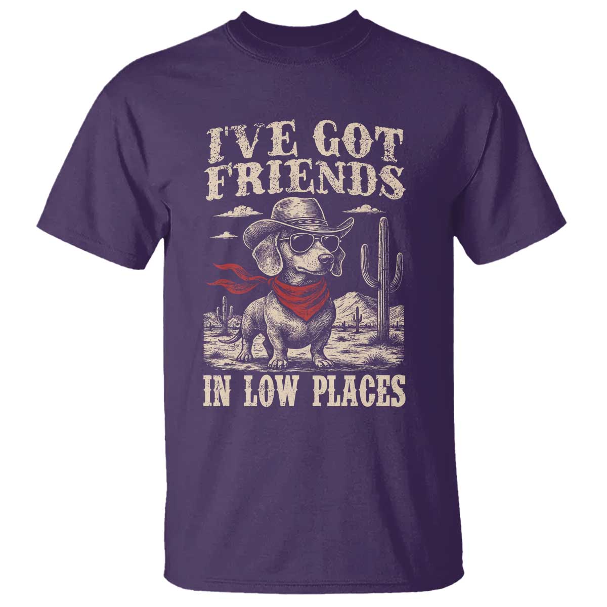 Funny Dachshund Cowboy T Shirt Ive Got Friends In Low Places - Wonder Print Shop