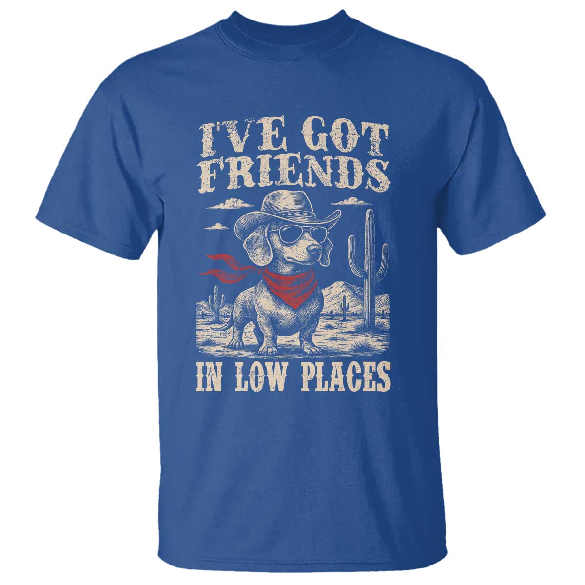 Funny Dachshund Cowboy T Shirt Ive Got Friends In Low Places - Wonder Print Shop