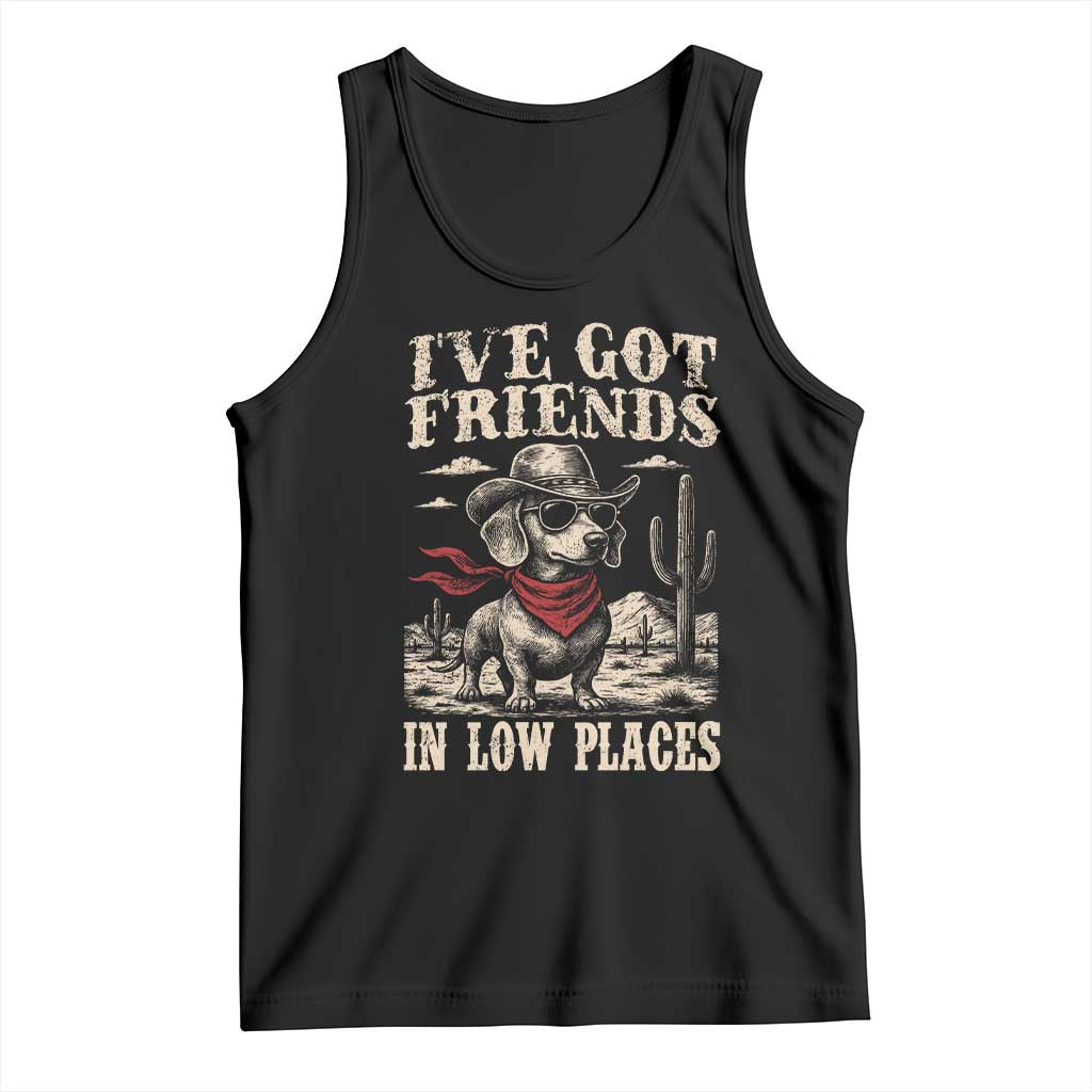 Funny Dachshund Cowboy Tank Top Ive Got Friends In Low Places - Wonder Print Shop