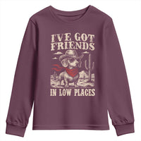 Funny Dachshund Cowboy Youth Sweatshirt Ive Got Friends In Low Places - Wonder Print Shop
