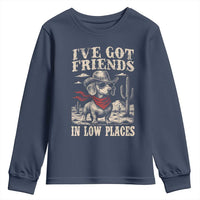 Funny Dachshund Cowboy Youth Sweatshirt Ive Got Friends In Low Places - Wonder Print Shop