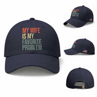 My Wife Is My Favorite Problem Funny Baseball Cap Retro 70s Husband Graphic