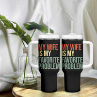My Wife Is My Favorite Problem Funny Tumbler With Handle Retro 70s Husband Graphic